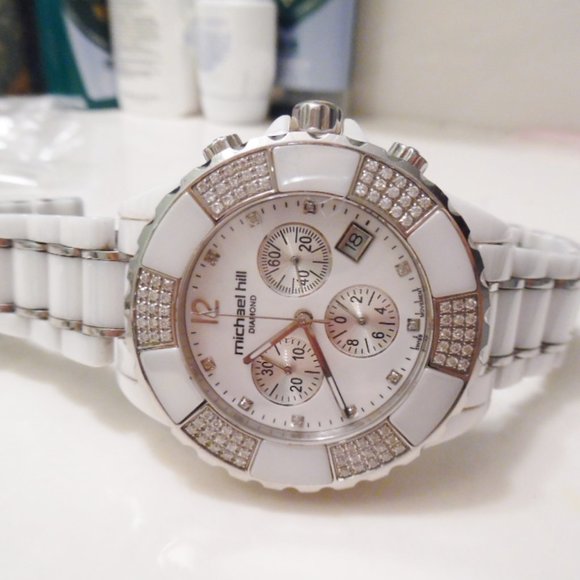 Michael Hill Watch 3/4 CTW DIAMONDS CERAMIC - Picture 2 of 7